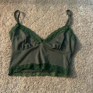 Green Lace Trim Cami Top